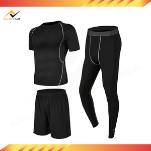 Ensemble de fitness pour hommes haute élasticité, T-shirt anti-transpiration, short de course doux, tenue de sport respirante pour l'été, fabriqué au Pakistan - Product Image 2