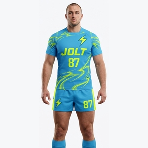 ชุดรักบี้ยอดนิยม สไตล์ใหม่ เสื้อเจอร์ซีย์และกางเกงขาสั้นแบบซับลิเมชั่น พร้อมออกแบบโลโก้ตามสั่ง - Product Image 1