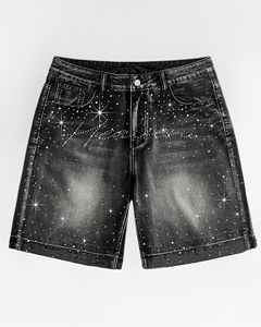 Men's Rhinestone Denim Shorts Heavy Quality Distressed Jean Shorts Custom Logo <b>Y2K</b> Streetwear Wholesale Supplier - Product Image 6