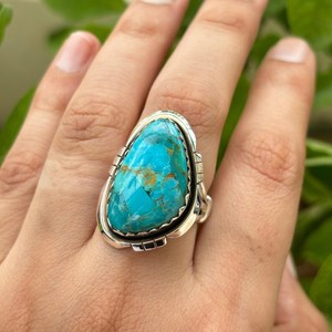 Handmade Sterling Silver Trillian <b>Turquoise</b> <b>Ring</b> Boho Statement Gemstone Jewelry for Women Gift - Product Image 3