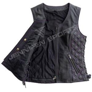 Black Leather Motorcycle Vest Women Side Laces&<b>Fringes</b> Size XXL <b>Top</b> Quality Custom Made New Style 2026 Customized Vests - Product Image 2