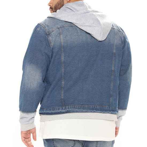 Chaqueta de Mezclilla para Hombre, con Capucha, Corte Ajustado, Color Azul Lavado, Cierre de Cremallera, Manga Larga, para Otoño - Product Image 3
