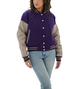 Chaqueta universitaria de lana para mujer al por mayor con diseño tejido bordado Color personalizado y manga larga transpirable de alta calidad - Product Image 3