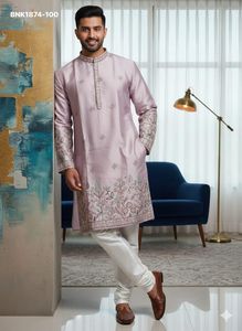 Colección de Kurta-Payjama de seda pura premium con hilo y lentejuelas con motivos de animales y pájaros, para uso ocasional, de proveedor de Surat. - Product Image 6