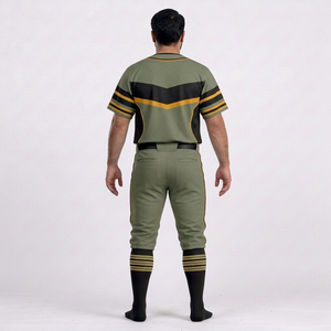 Uniforme de Béisbol para Hombre, Conjunto de Pantalones y Camiseta Verde, Manga Corta, Cierre de Botones, Absorbe la Humedad, para Todas las Temporadas, Nombre del Equipo Personalizado, 100% - Product Image 2
