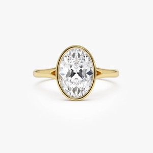 IGI Certified Elegant Design 2 Carat Oval Brilliant Cut Lab Grown Diamond Solitaire Engagement <b>Ring</b> Bezel <b>Set</b> 14K <b>Gold</b> - Product Image 1