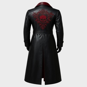 Gabardina de Cuero Estilo Gótico Vampiro, Chaqueta de Cosplay Steampunk Bordada - Product Image 3