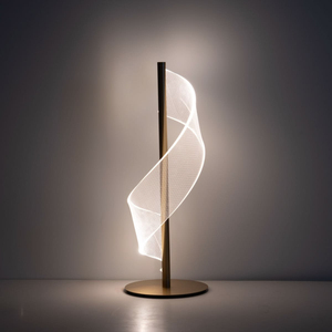 Modern Nordic Minimalist Spiral LED <b>Table</b> <b>Lamp</b> Creative Twisted Acrylic Design with Polished Gold <b>Base</b> Bedside Light for Home - Product Image 5