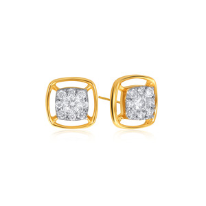 Classy Indulgence Diamond Studs 18K Yellow Gold <b>Square</b> Cushion Stud Earrings Round Cut Lab Grown Diamond Minimalist Fine Jewelry - Product Image 2