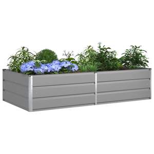 Macetas y Jardineras de Acero Galvanizado Gris Claro de 195 x 100 x 45 cm, Jardinera de Acero Galvanizado - Product Image 3