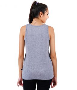 Débardeur gris en coton pour femme avec imprimé WTF, col rond, sans manches, décontracté, respirant, tricoté, avec logo sur le devant - Product Image 3