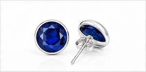 Natural Blue Sapphire <b>Silver</b> <b>Stud</b> Earrings – Faceted Blue Sapphire Gemstone Earrings – Handmade September Birthstone Jewelry - Product Image 2