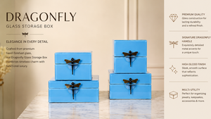 Luxury Turquoise Mirror <b>Glass</b> Decorative Storage Box Set Dragonfly <b>Knob</b> Premium Jewelry Vanity Organizer Boxes Home Decor - Product Image 4