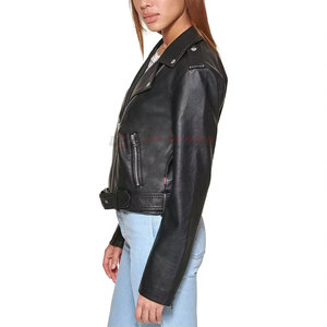 Women's Winter Knitted Leather Jacket Zipper High Quality Eco-Friendly Breathable Top Selling Wholesale International Brand - Product Image 2