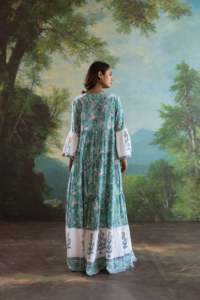 Floral Printed Knitted Eco-Friendly Tassel Maxi <b>Dress</b> Women O Neck Bell Sleeve a Line <b>Boho</b> <b>Summer</b> Casual Loose Cotton - Product Image 6