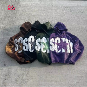 Survêtements personnalisés délavés à l'acide, ensemble droit avec broderie et impression, sweats à capuche et pantalons de survêtement pour hommes – Prix de gros - Product Image 2