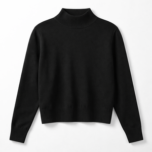 Wholesale Custom Black <b>Mock</b> <b>Neck</b> Sweater 100% Cotton Women's Knit <b>Tops</b> - Factory Direct Supplier & OEM Options - Product Image 5