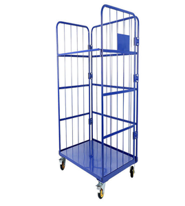 Two Deck Roll Container Heavy Duty Mobile Roll Cage Trolley 200KG Load Warehouse Storage <b>Cart</b> Steel Wire Mesh - Product Image 5