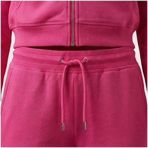 Women <b>Pink</b> Hooded Zipper <b>Tracksuit</b> <b>Set</b> Full Sleeve Solid Color Casual Sweatshirt and Pants 100% Cotton Midweight Autumn Wear - Product Image 5