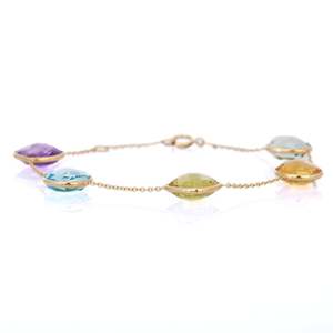 18K Gold Multi Gemstone Fine Charm <b>Bracelet</b> - Product Image 6