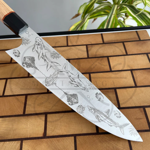 Cuchillo de Chef de Hoja Fija con Mango de Resina Epoxi Hecho a Mano, Hoja Japonesa de 10 Pulgadas, Herramienta Premium para Supervivencia y Camping al Aire Libre, Único - Product Image 5