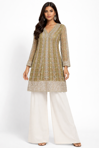 Nuevas Colecciones 2026: Vestido Modesto para Mujer Pakistaní con Hermosas Cuentas Pesadas Katdana y Bordados, Estilo Pantalón Plazo - Product Image 6
