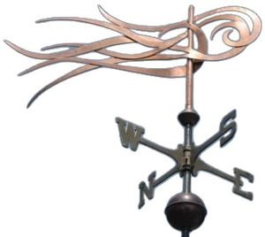 Copper Hummingbird Weather Vane with Flower Design Polished Finish Outdoor Garden Ornament Stake Mount - Product Image 4