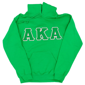 Sudadera con Capucha AKA Greek Kelly Green, Sudadera con Letras AKA en Chenilla Rosa y Blanca, Ropa Casual de Hermandad - Product Image 2