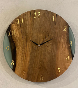 Customized Wholesale Epoxy Resin Cracked Wood Double Face Quartz Needle <b>Wall</b> <b>Clock</b>/Watch Antique Style <b>Modern</b> Design Living Room - Product Image 1