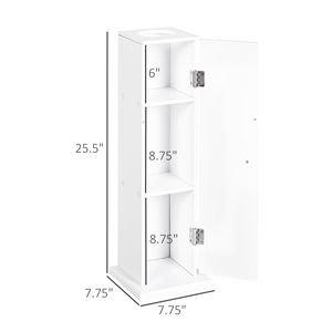 Mobiletto porta carta igienica bianco stretto da 26 pollici, organizer da bagno a pavimento - Product Image 3