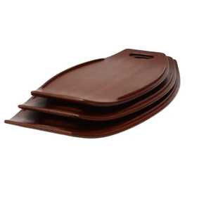 Plateau de service rectangulaire en bois naturel, long plateau de petit-déjeuner et de thé, plateau ovale avec poignées découpées, plateau de table basse pour boissons - Product Image 3