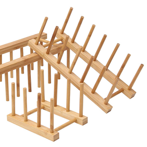 Support à assiettes en bois pour cuisine, organisateur de vaisselle personnalisé, support à assiettes en bois à un seul niveau - Product Image 6