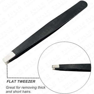 4PCS Stainless Steel Eyebrow Tweezers Set Custom Colors with PU Leather Pouch Slant Pointed Angled Tip OEM - Product Image 2