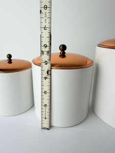 White Metal Container With Copper Lid For Cafes Modern Simple <b>Kitchen</b> Storage Jar For Sugar Tea Coffee <b>Pantry</b> Organizer - Product Image 3