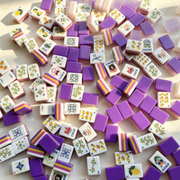 Jeu de Mahjong Américain Violet Citron avec 160 Tuiles en Acrylique et Motifs Décoratifs pour Tables de Jeu Communautaires