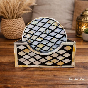 Sous-verre en os naturel poli de haute qualité, fait main, style marocain vintage, forme carrée, pour la maison et l'hôtel - Product Image 3