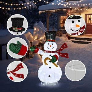 Pupazzo di Neve Gonfiabile Illuminato da 120 cm, Grande Decorazione Natalizia da Esterno con 100 Luci LED, Decoro Natalizio Gonfiabile per Giardino con Cappello a Cilindro - Product Image 6
