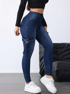 Jeans Extra Grandes para Mujer, Jeans Elásticos de Mezclilla, Pantalones y Jeans de Talla Grande para Mujer, Ropa de Mujer, Jeans Ajustados de Lavado Claro - Product Image 5