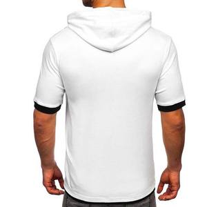 Camiseta con Capucha de Manga Corta para Hombre, de Alto Rendimiento, 100% Algodón, con Logotipo Personalizado Bordado, Transpirable, Ecológica, Sólida - Product Image 5