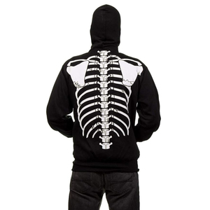 Sudadera con capucha y cremallera completa con estampado de esqueleto personalizado, 100% algodón, gruesa, de invierno, unisex, transpirable, de secado rápido, forro polar ecológico - Product Image 2