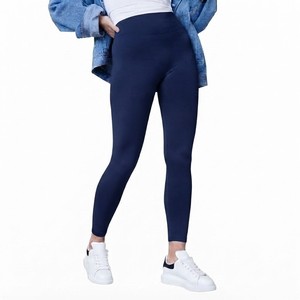 Leggings de sport taille haute pour femme, respirants, séchage rapide, couleurs unies, avec logo personnalisé, côtelés, haute élasticité, sans couture, effet push-up fessier - Product Image 1