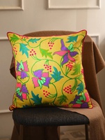 Housse de coussin en coton brodée à la main, couverture de luxe, écologique, jaune, pour salon d'hôtel, pour canapé ou lit, décorative, livraison gratuite