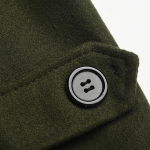 Veste de style marin pour homme adulte, couleur vert olive, col montant, fermeture à boutons, coupe ajustée, épaisse, chaude, coupe-vent, pour l'hiver, en promotion - Product Image 4
