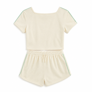 Conjunto de Dos Piezas de Verano para Mujer con Logotipo Personalizado, Top de Cuello Redondo y Pantalones Cortos, Ropa Deportiva Informal Transpirable WS-0500 A1.45 - Product Image 4