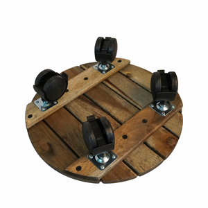 Carrito ecológico de madera maciza de 16 pulgadas para plantas con ruedas de 360 para un uso fácil en el jardín interior/exterior y macetas/macetas en movimiento - Product Image 1