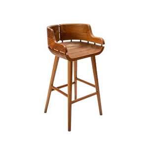 Modern Solid Wood Bar <b>Stool</b> Wooden Counter Chair Curved Back Kitchen Bar Chair Cafe <b>Dining</b> <b>Stool</b> - Product Image 1
