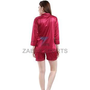 Ensemble de pyjama pour femme en polyester/coton satiné avec logo personnalisé, fermeture à cordon, doux, respirant, séchage rapide, vêtements de nuit tendance, fournisseur - Product Image 5