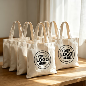 Custom Canvas Tote Bag Printed Logo Reusable Shopping Shoulder Bag Solid Color Large Capacity All Seasons Zipper Women's - Product Image 2