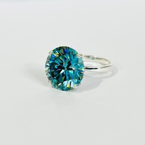 925 Sterling Silver Blue Lab Created Moissanite <b>Ring</b> Hand Cut Customized Size available - Product Image 4