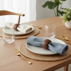 Handcrafted Wooden Napkin Rings <b>Set</b> <b>Rustic</b> Natural Wood Napkin Holders for <b>Dining</b> <b>Table</b> Decor Wedding Party Hotel Use Premium - Product Image 2